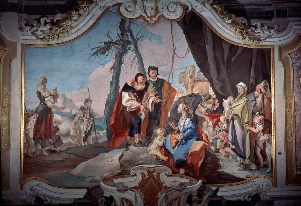 Ráhel elrejti az apjától, Lábántól ellopott bálványokat alkotó: Giovanni Battista Tiepolo