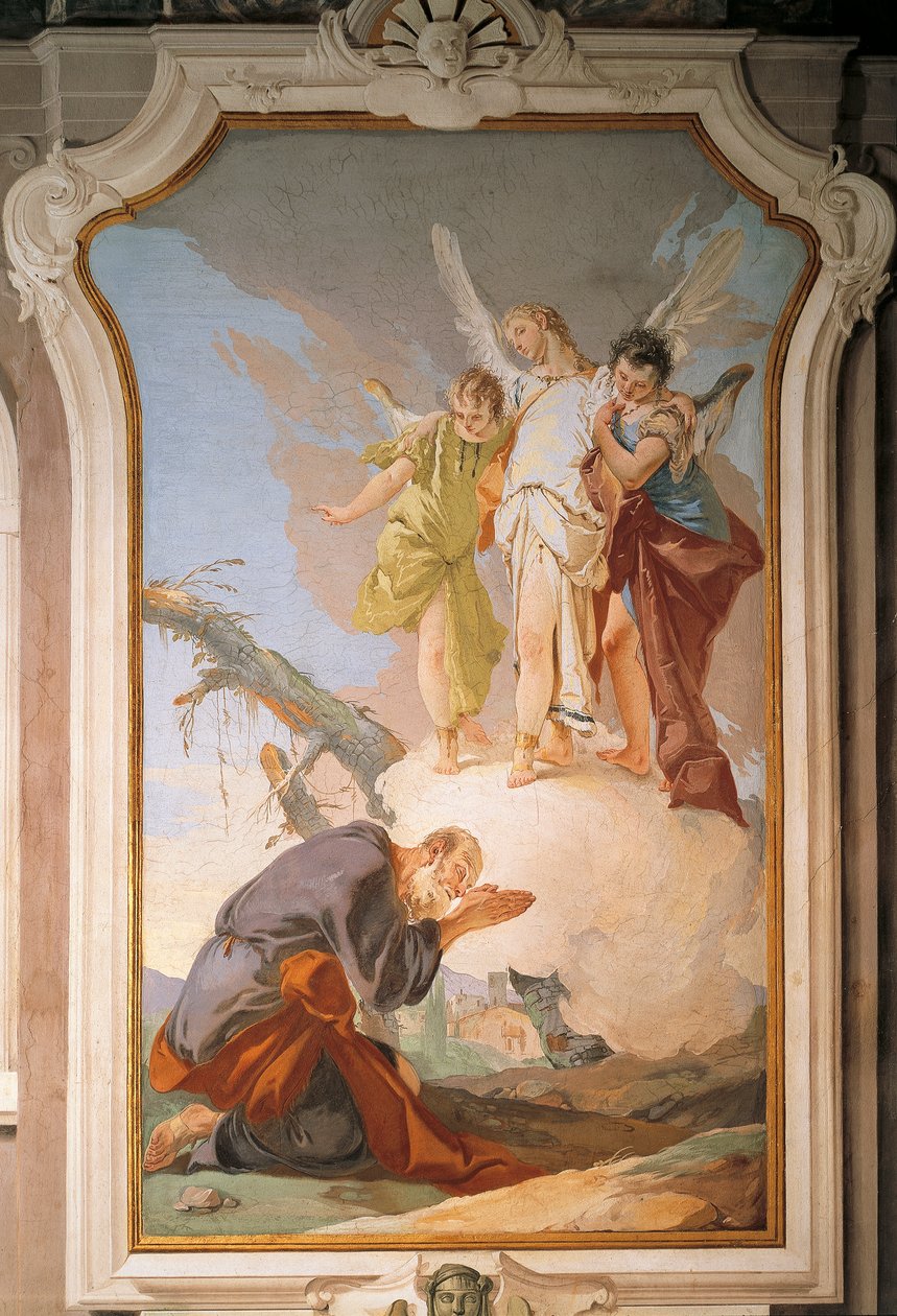 Ábrahám és angyalok, Giovanni Battista Tiepolo (1696-1770), freskó, Patriarchális Palota, Vendégterem, Udine alkotó: Giovanni Battista Tiepolo