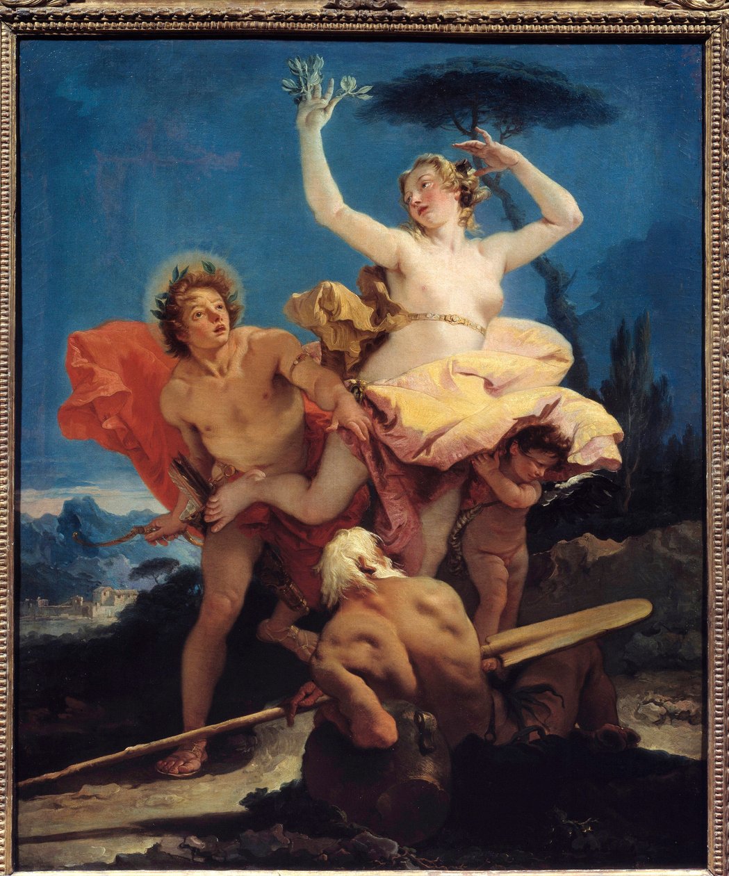 Giovanni Tiepolo (1696-1770) Apollo és Daphne festménye 18. századi nap. 0,96x0,79 m alkotó: Giovanni Battista Tiepolo