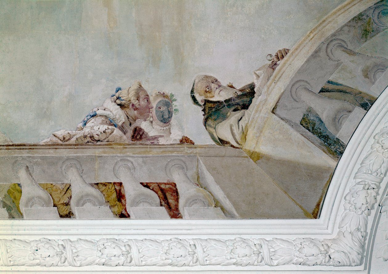 A hírnév III. Henrik érkezését hirdeti a villa lakóinak, részlet, c. 1750 (freskó, vászonra rögzítve) alkotó: Giovanni Battista Tiepolo
