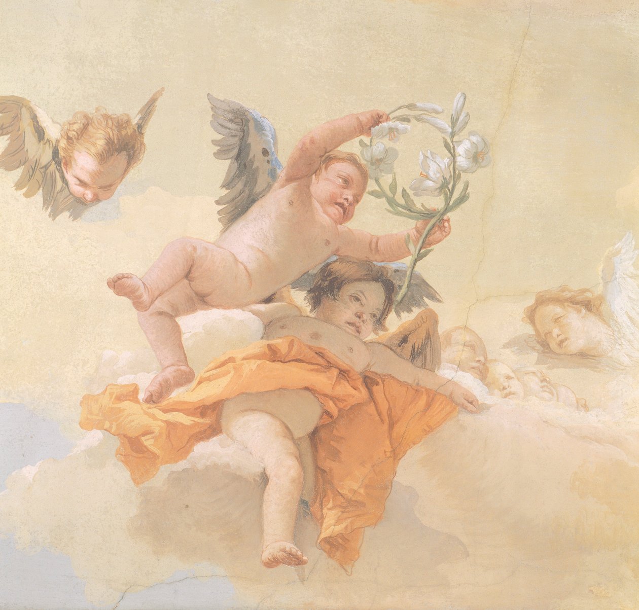 Az angyalok dicsősége, Giovanni Battista Tiepolo (1696-1770), freskó, részlet, Tisztaság oratóriuma, Udine alkotó: Giovanni Battista Tiepolo