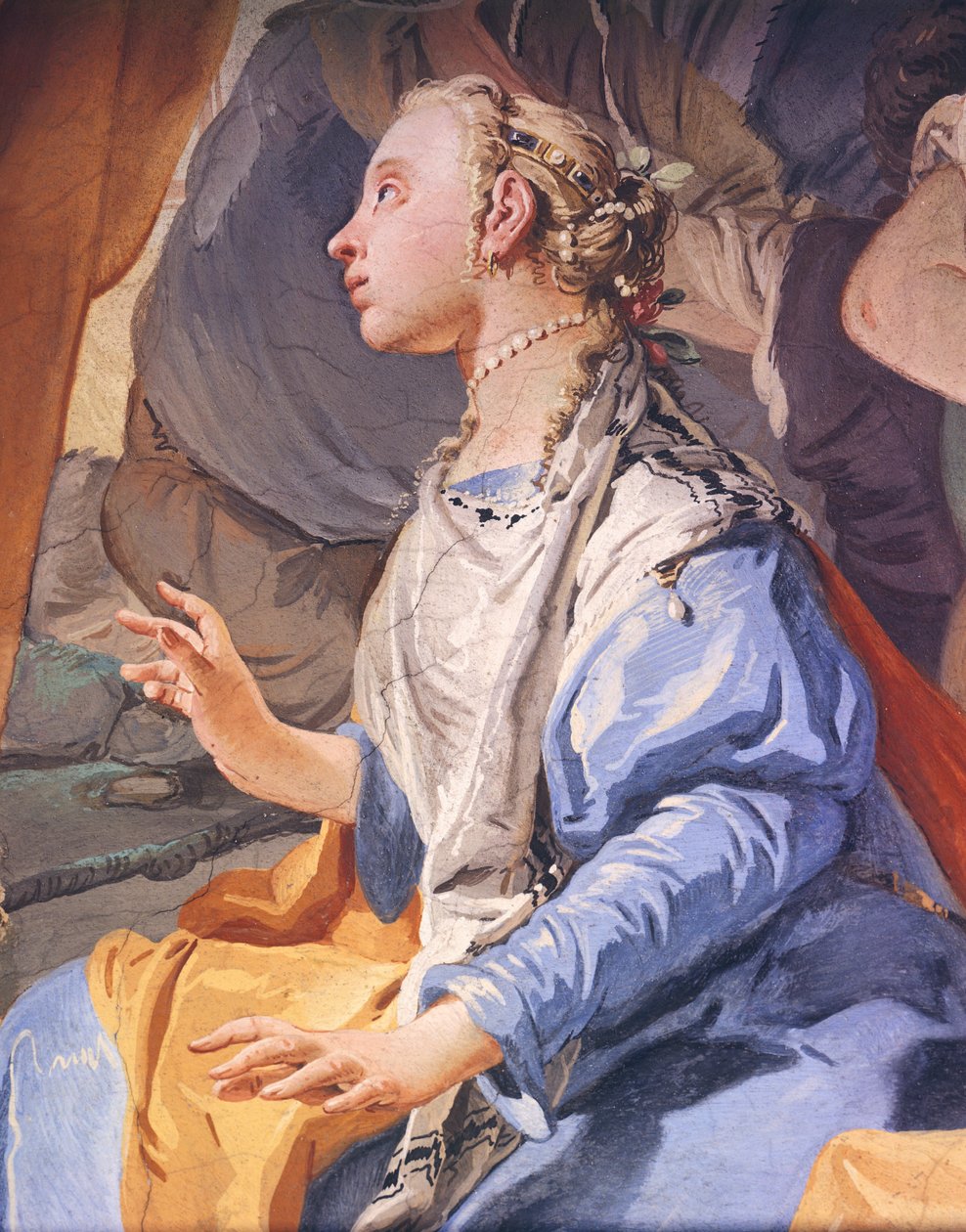 Ráhel bálványokat rejteget, Giambattista Tiepolo (1696-1770), freskó, Érseki palota Udine-ben alkotó: Giovanni Battista Tiepolo