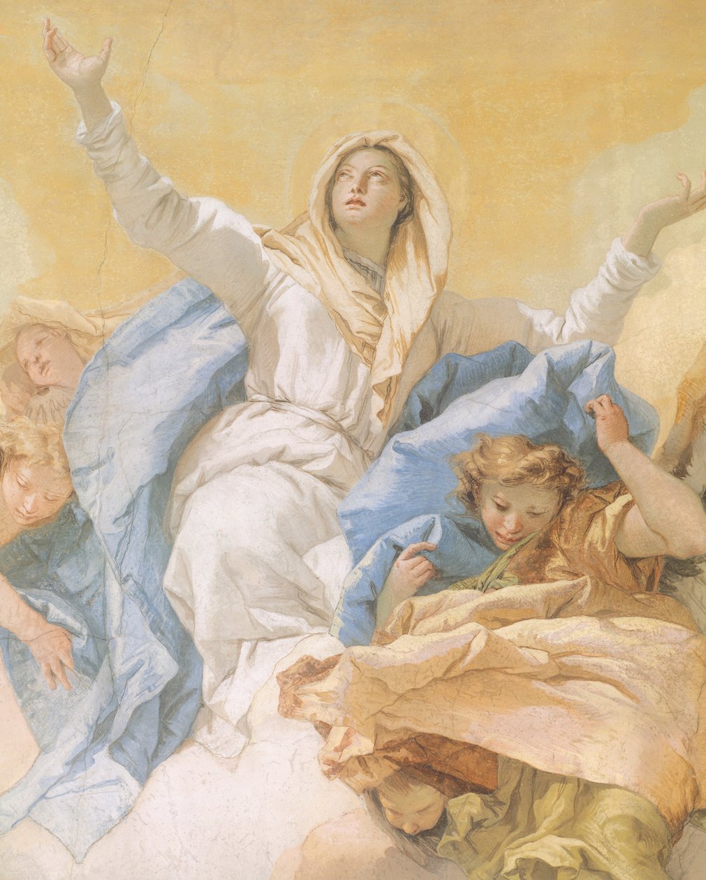 Mária mennybemenetele, Giambattista Tiepolo (1696-1770), freskó, részlet, Tisztaság oratóriuma, Udine, Olaszország alkotó: Giovanni Battista Tiepolo