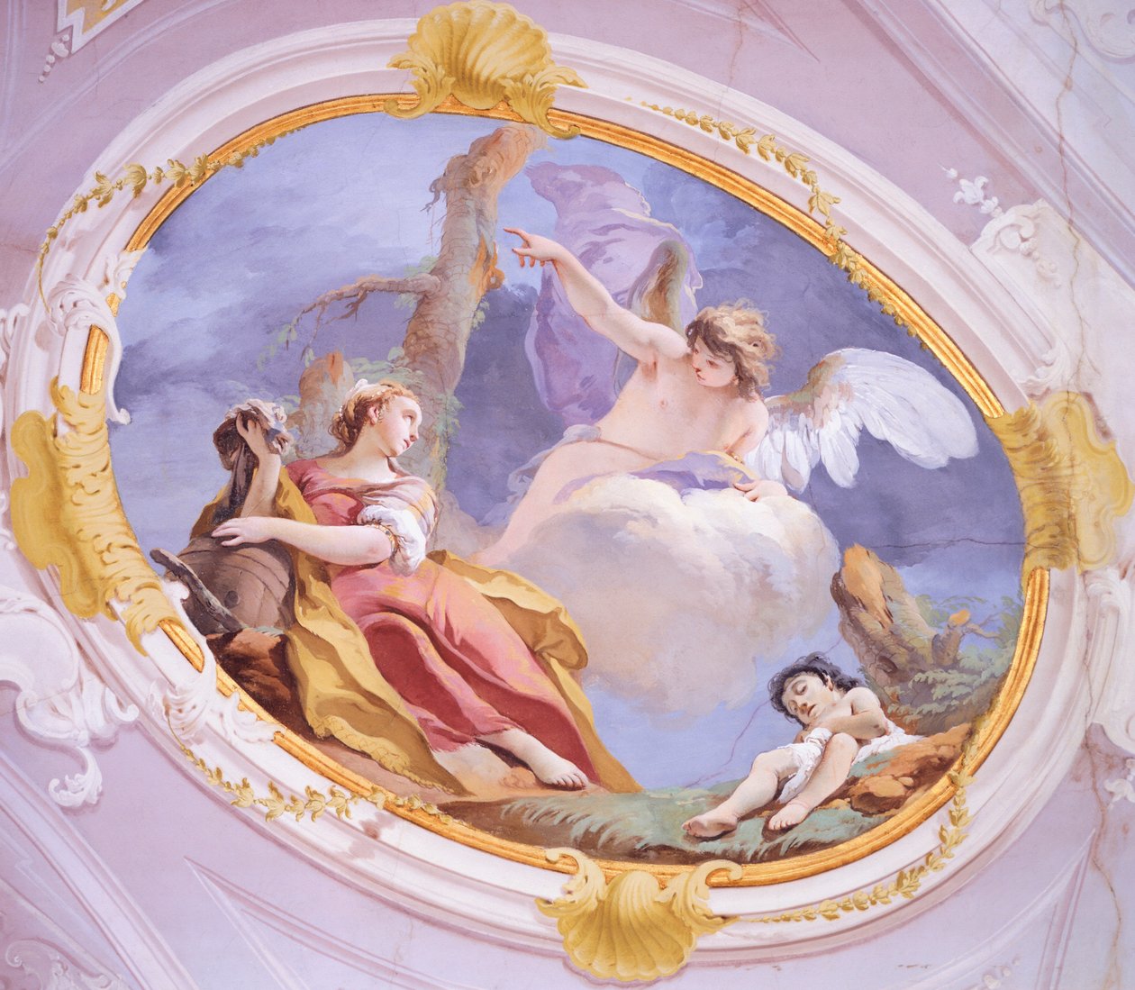 Az angyal megvigasztalja Hágart a vadonban, Giovanni Battista Tiepolo (1696-1770), freskó, pátriárkai palota, vendégterem, Udine alkotó: Giovanni Battista Tiepolo