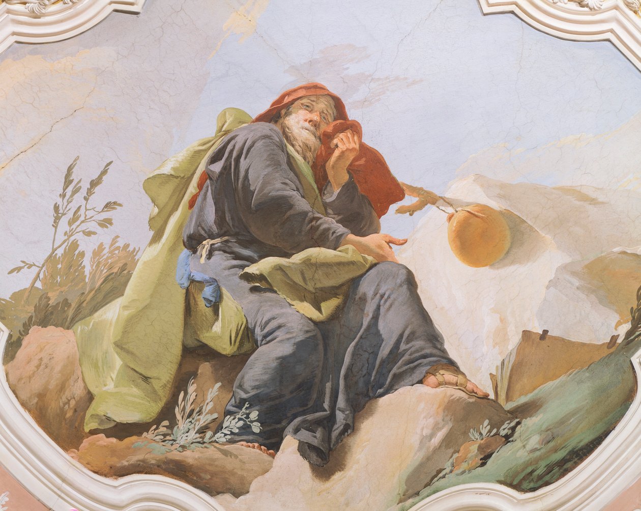 Ézsaiás próféta, Giambattista Tiepolo (1696-1770), freskó, Vörös szoba mennyezete, Érseki Palota Udinében alkotó: Giovanni Battista Tiepolo