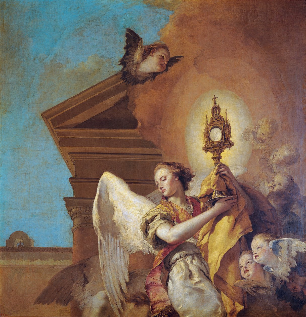 Szent Pascual Bailón látomása, az Eucharisztia angyalhordozójának részlete alkotó: Giovanni Battista Tiepolo
