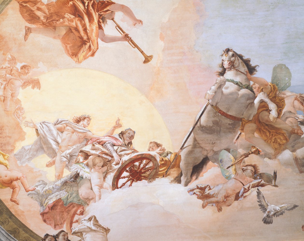 Giambattista Tiepolo (1696-1770) esküvői allegóriája, freskó, részlet, esküvői allegória szoba mennyezete, Ca 