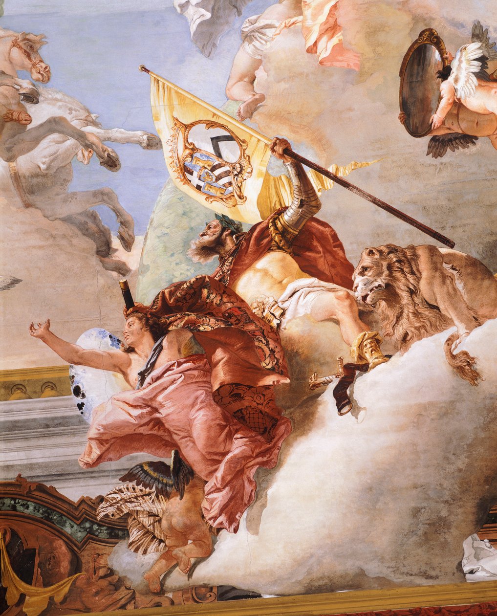 Esküvői allegória, Giambattista Tiepolo (1696-1770), freskó, részlet, A nász-allegória terem mennyezete, Ca