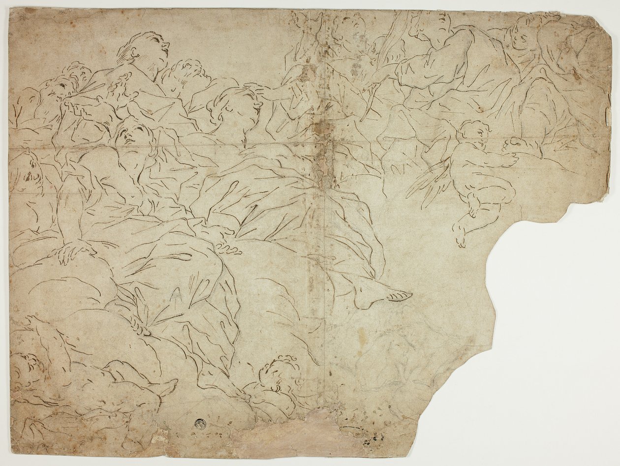 Szentek, avagy allegorikus figurák és Putti a felhőkön alkotó: Giovanni Battista Beinaschi