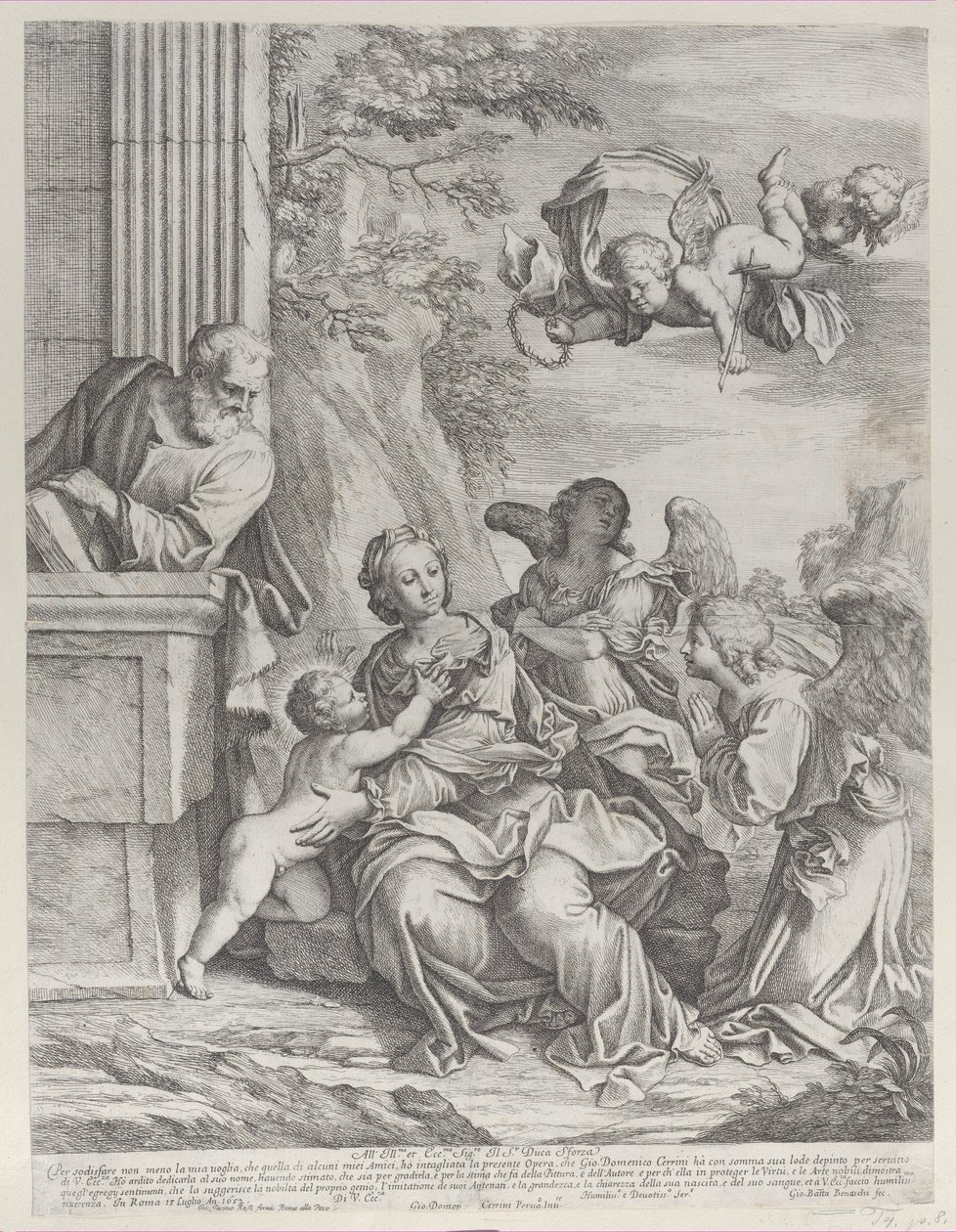 A Szent Család angyalokkal jobbra és felül, 1652. alkotó: Giovanni Battista Beinaschi