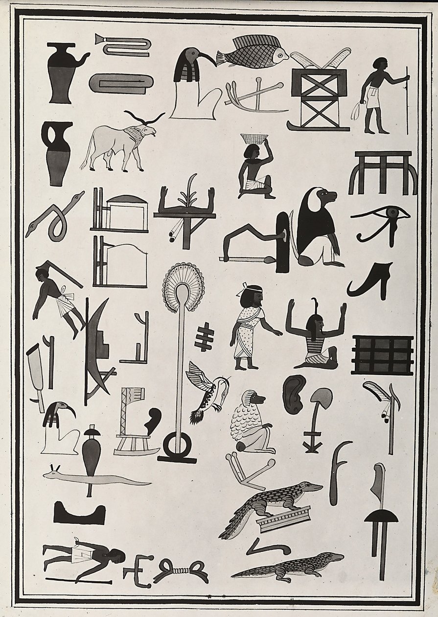 Rajzok I. Psammetic fáraó sírjának belsejéből, Giovanni Battista Belzoni reprodukálta 1817-ben, a londoni British Museumban található. alkotó: Giovanni Battista Belzoni