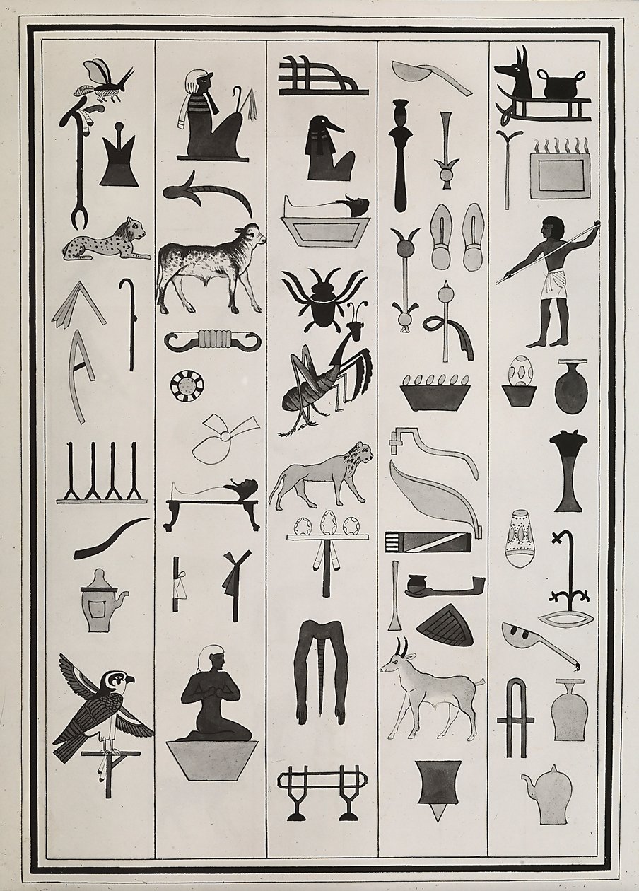 Rajzok I. Psammetic fáraó sírjának belsejéből, Giovanni Battista Belzoni reprodukálta 1817-ben, a londoni British Museumban található. alkotó: Giovanni Battista Belzoni