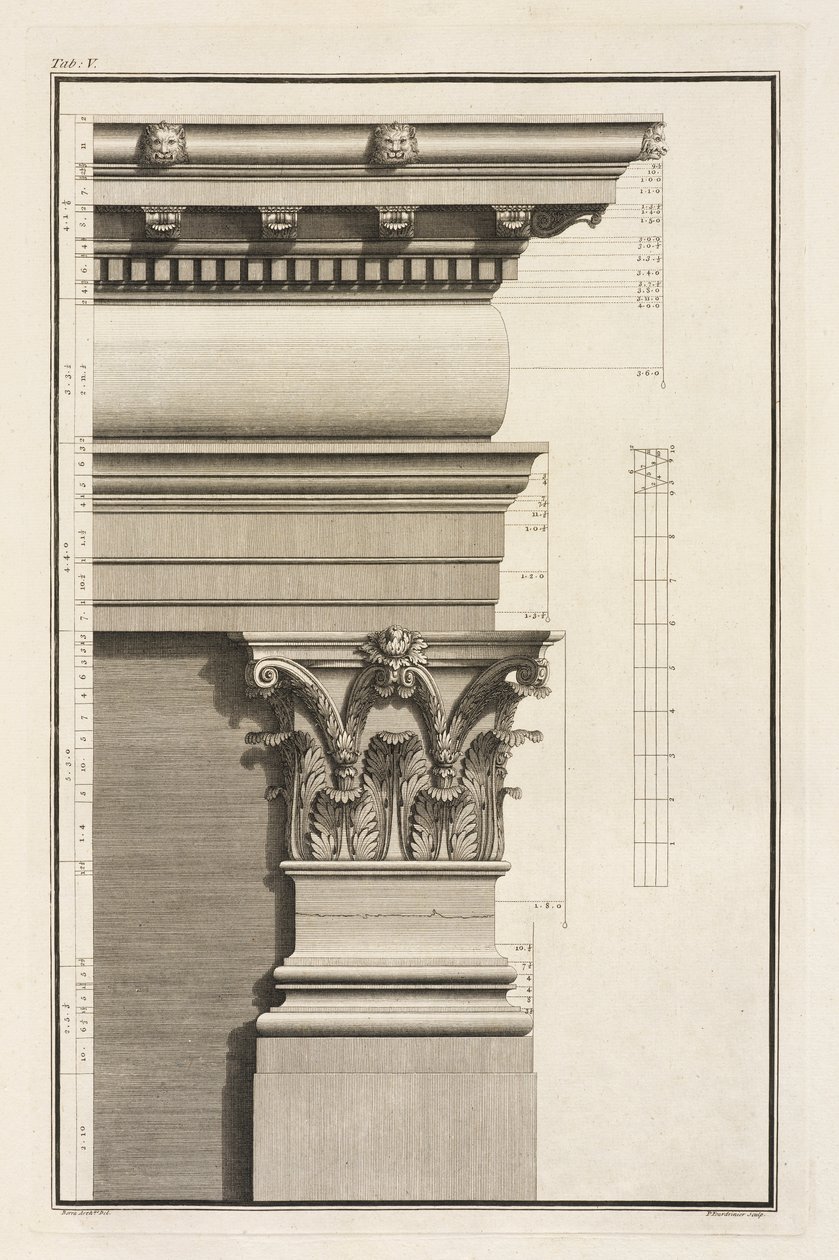 A pilaszter alapja, tőkéje és antablementuma, 1753 alkotó: Giovanni Battista Borra