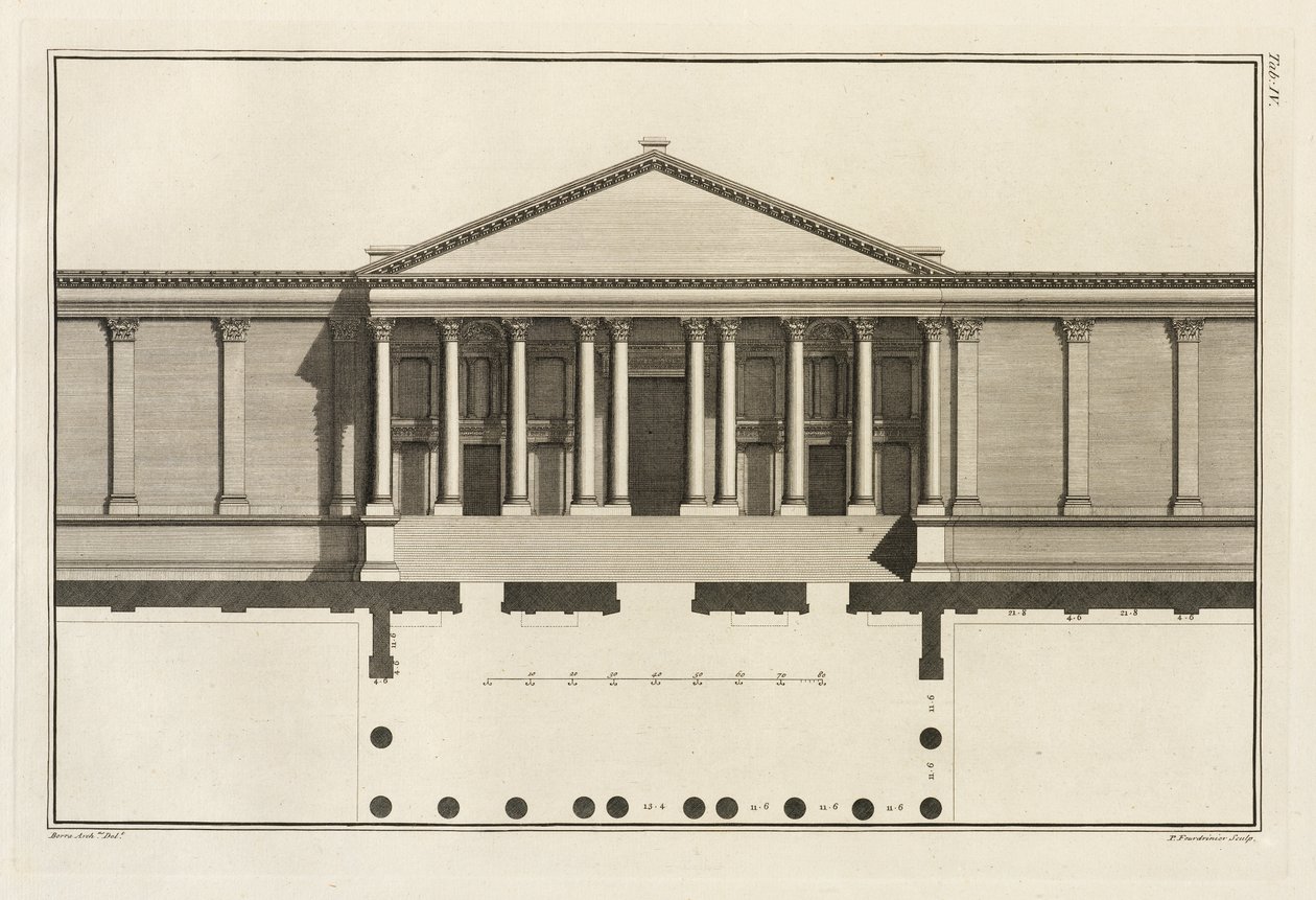 A Templom udvarának nagy bejáratának tartóoszlopa, 1753 alkotó: Giovanni Battista Borra