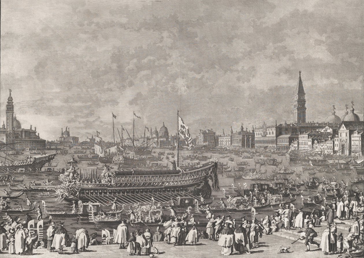 5. tábla: A dózsa a Bucintoróban Mennybemenetele napján Porto di Lidóba indul, f..., kb. 1766. alkotó: Giovanni Battista Brostoloni