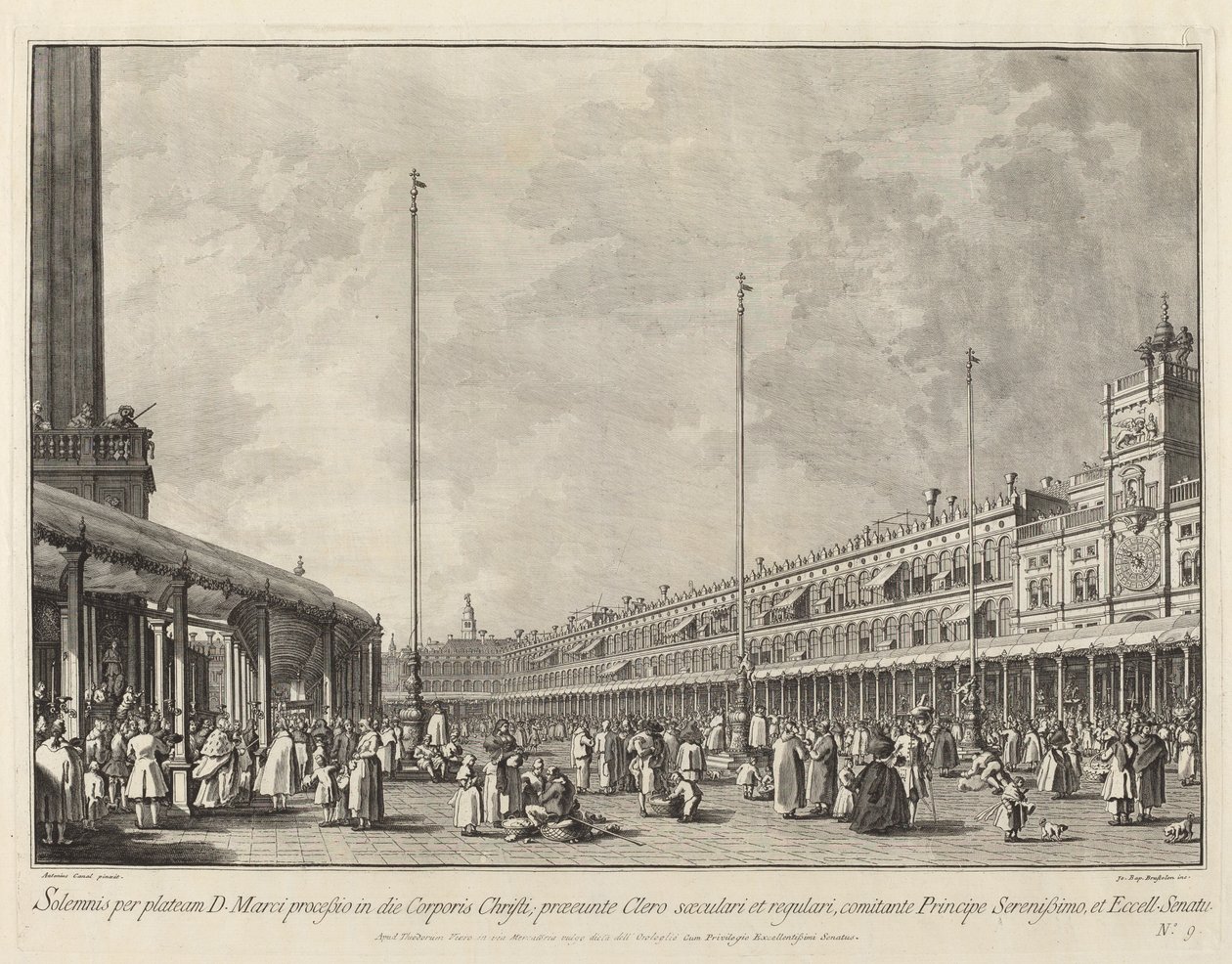 Felvonulás a Corpus Christi napján a Piazza San Marco-n, 17631766. alkotó: Giovanni Battista Brostoloni