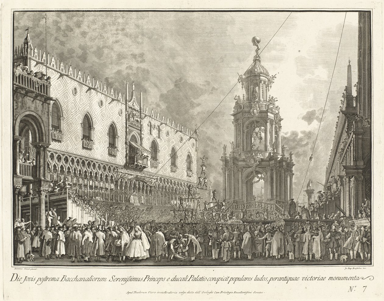 A Doge részt vesz a Kövér Csütörtök Fesztiválon a Piazzettán, 17631766. alkotó: Giovanni Battista Brostoloni