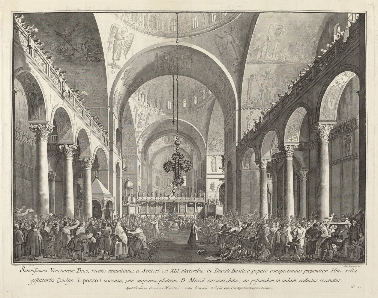 Az újonnan megválasztott dózsa bemutatva a népnek San Marcóban, 17631766. alkotó: Giovanni Battista Brostoloni