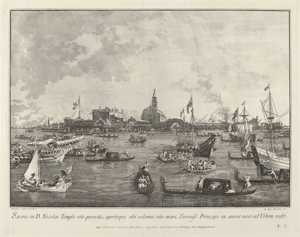 A dózse a Bucintoróban, elhagyja San Nicolò di Lidót alkotó: Giovanni Battista Brustolon after Canaletto