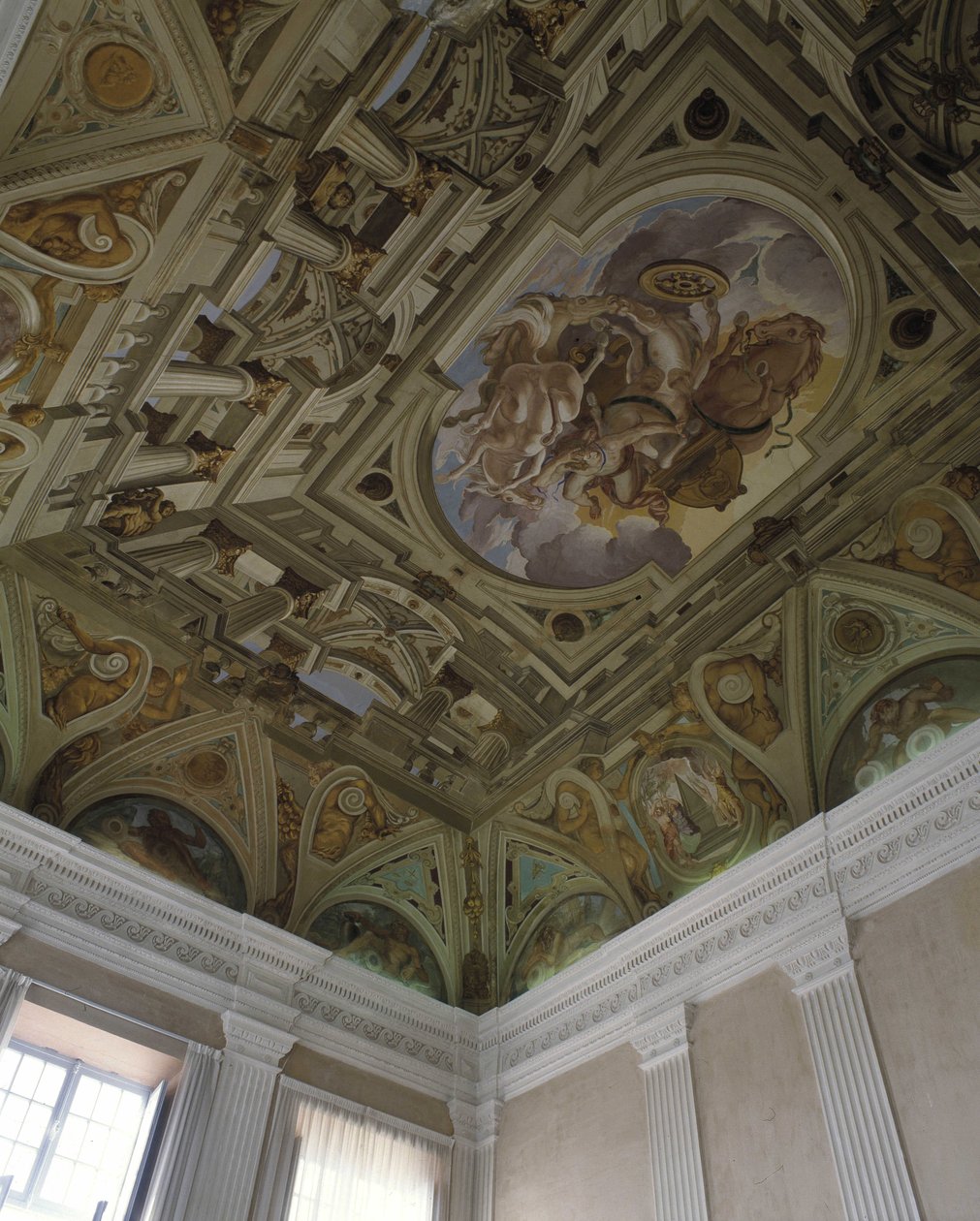 Phaeton bukása (Phaethon) (1625) - Carlone freskója trompe l