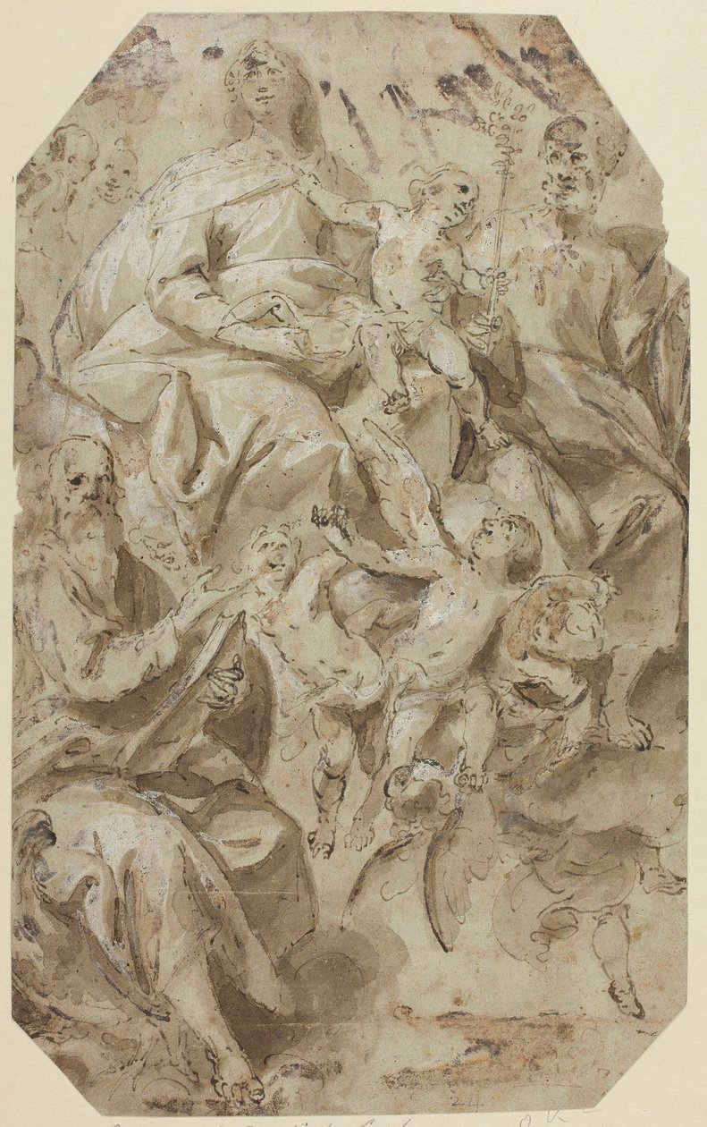 Madonna és gyermeke szentekkel alkotó: Giovanni Battista Carlone