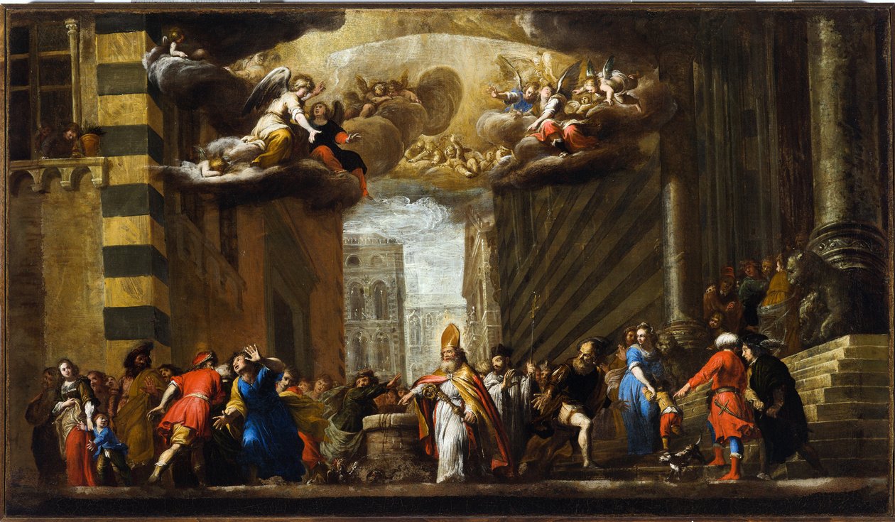 San Siro megnyeri a baziliszkusz, vázlat a genovai San Siro templomhoz, 1683 körül (olaj, vászon) alkotó: Giovanni Battista Carlone