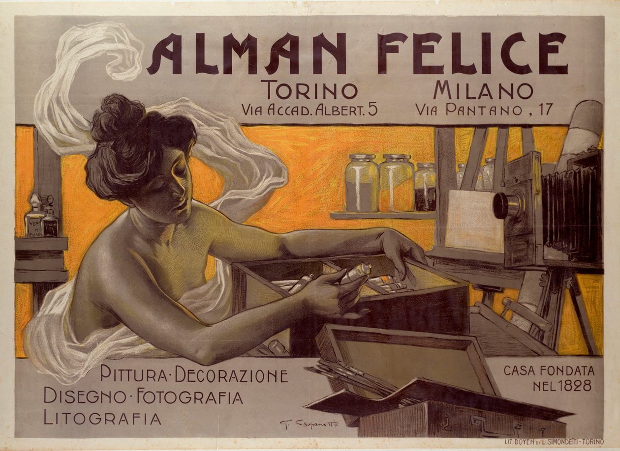 Alman Felice reklámplakátja, Torino - Milano, Olaszország alkotó: Giovanni Battista Carpanetto
