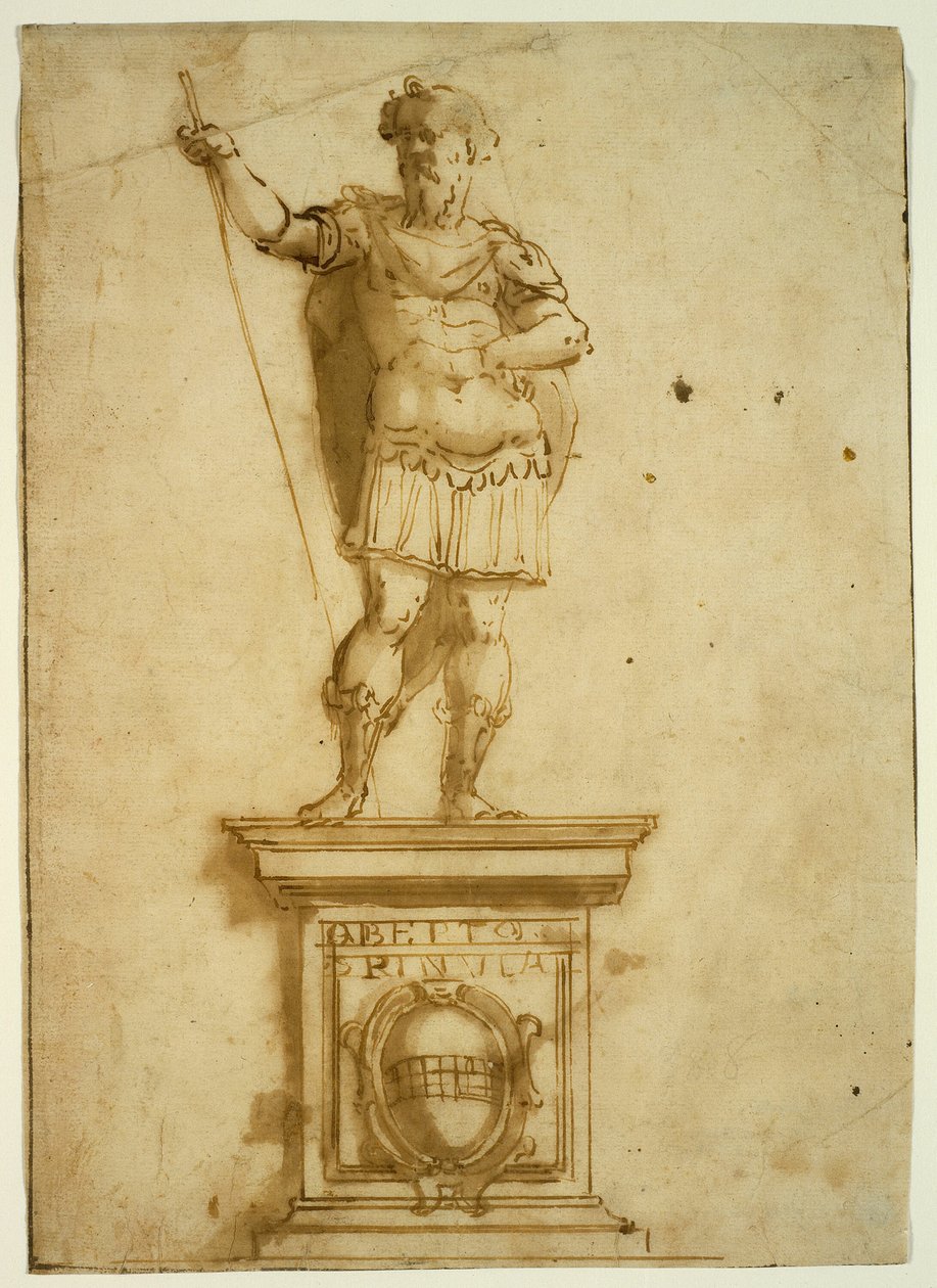 Álló Harcos szobra a talapzaton alkotó: Giovanni Battista Castello