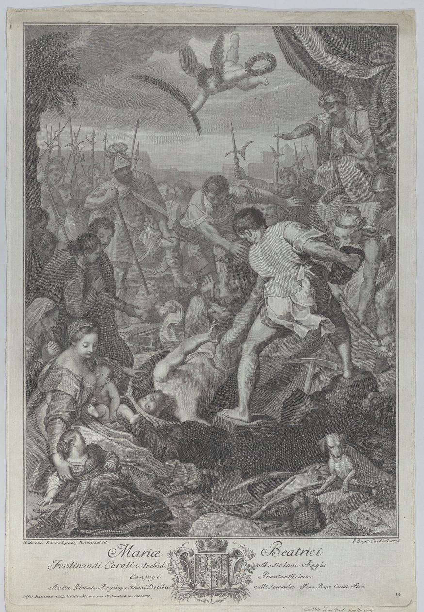 Milánói Szent Vitális mártírhalála, akit élve temetnek, 1776 alkotó: Giovanni Battista Cecchi