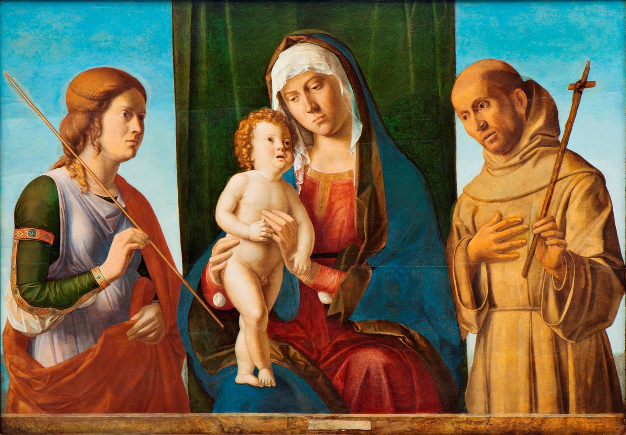 Madonna és gyermek Szent Orsolya és Assisi Ferenc között, c. 1495. alkotó: Giovanni Battista Cima da Conegliano