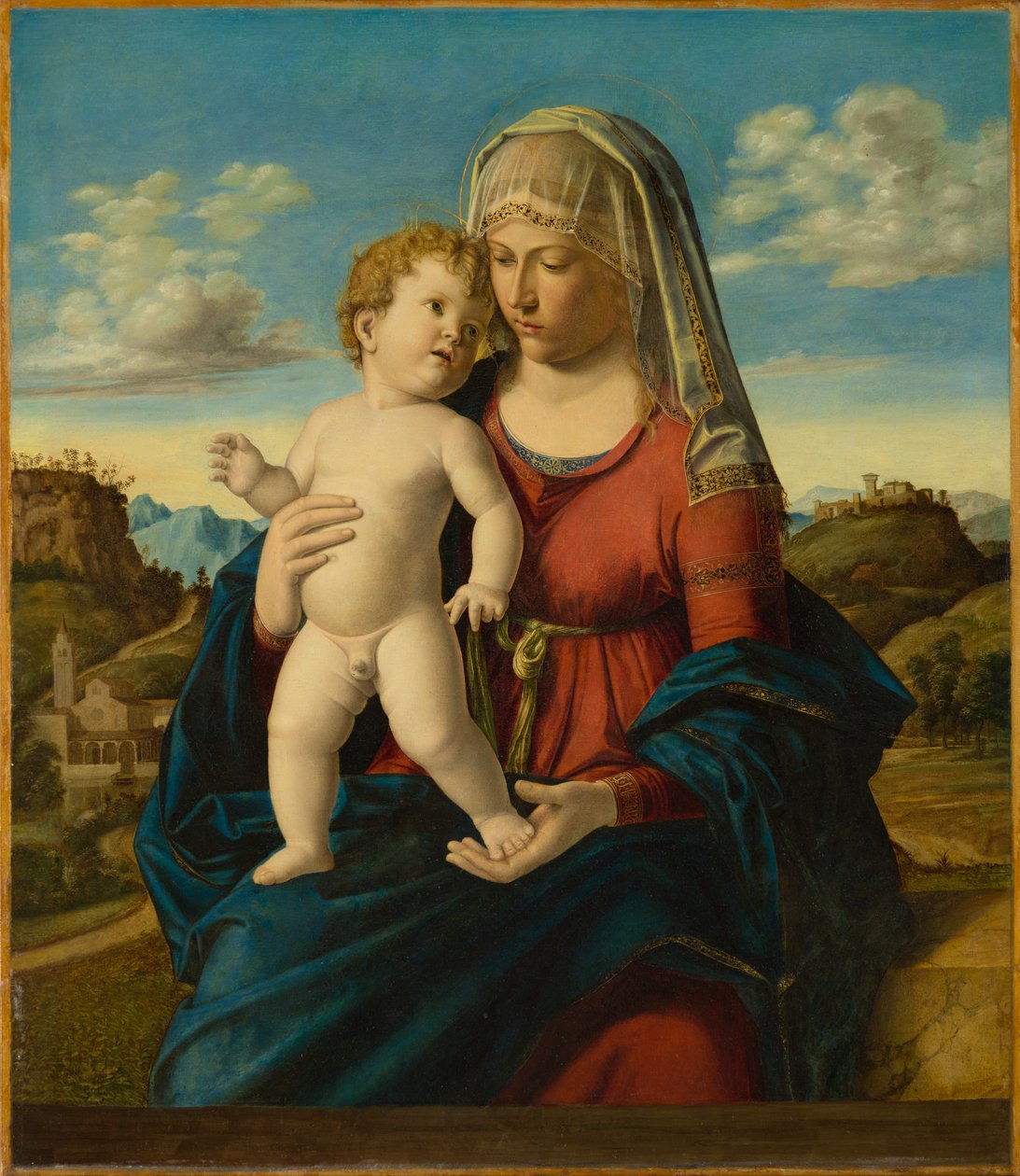 Madonna és gyermek egy tájban, 1496-1499 körül alkotó: Giovanni Battista Cima da Conegliano
