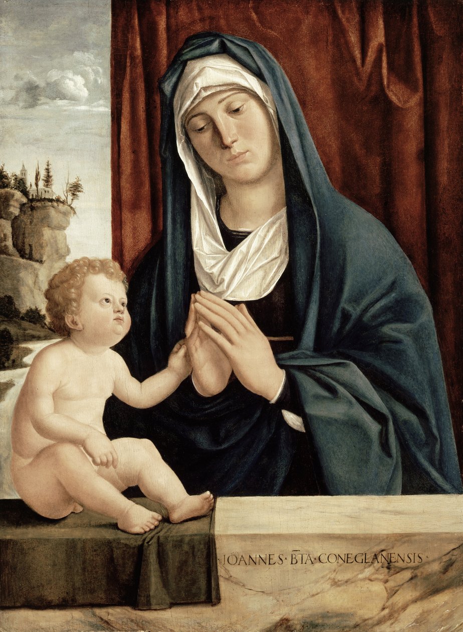 Madonna és gyermek, 15. század vége – 16. század eleje (olaj, falemez) alkotó: Giovanni Battista Cima da Conegliano