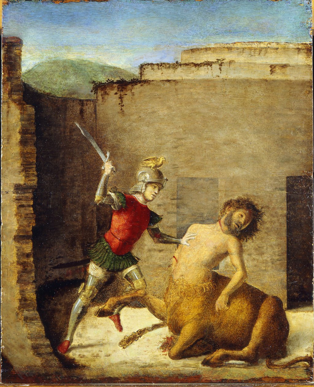 Thise terrassant le Minotaure (centaure) - Theseus Slaying Minotaure - Cima da Conegliano, Giovanni Battista (kb. 1459-1517) - 1505 - Olaj, fa - 87,4x73,5 - Museo Poldi Pezzoli, Milánó alkotó: Giovanni Battista Cima da Conegliano