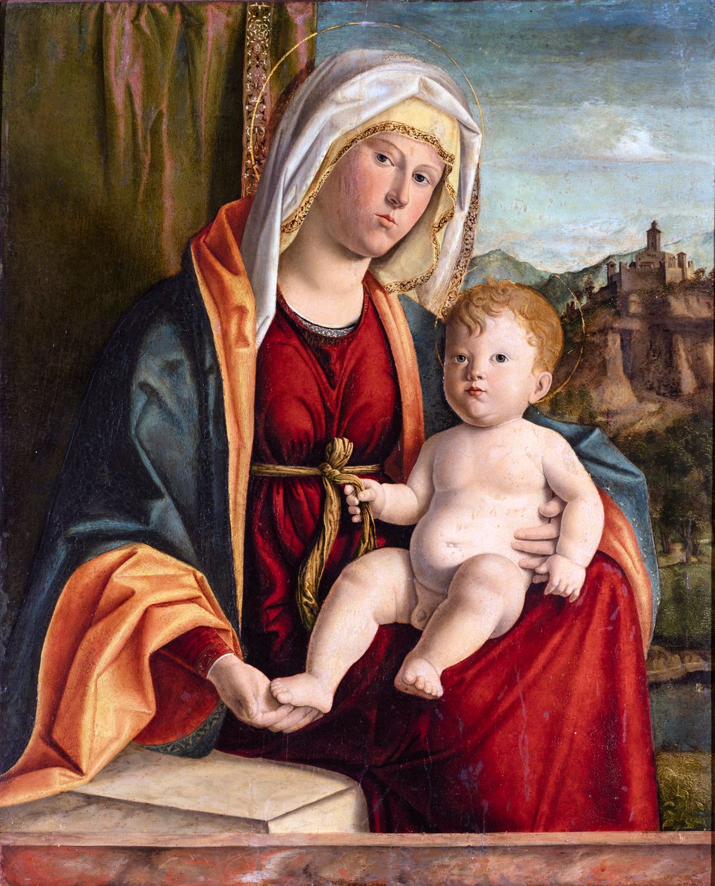 Szűz és gyermek par Cima da Conegliano, Giovanni Battista (kb. 1459-1517). Olaj, fa, méret: 84x71,7, XV. század vége, Cini Alapítvány, Velence alkotó: Giovanni Battista Cima da Conegliano