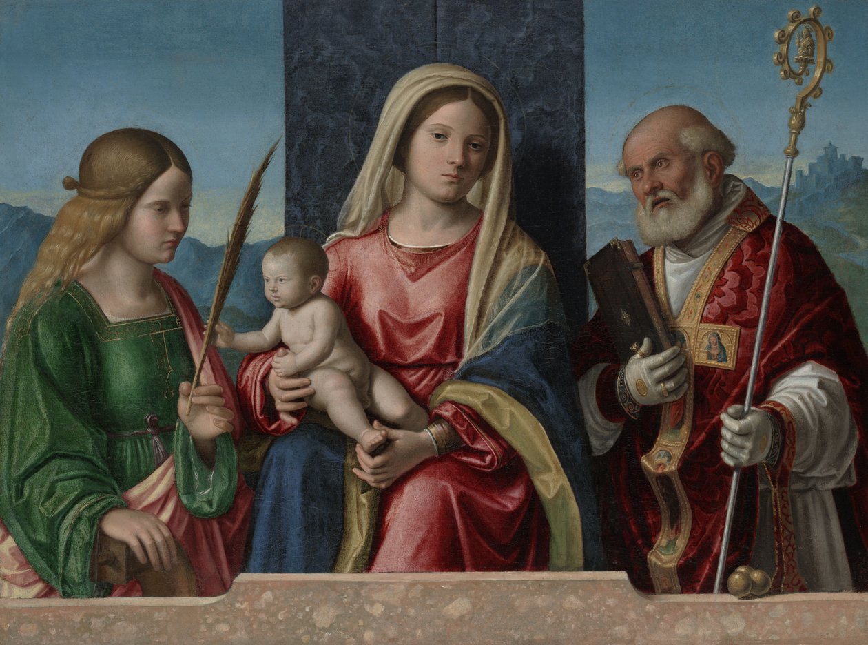 Szűz és gyermek Szent Katalinnal és Miklóssal, 1510-17 alkotó: Giovanni Battista Cima da Conegliano