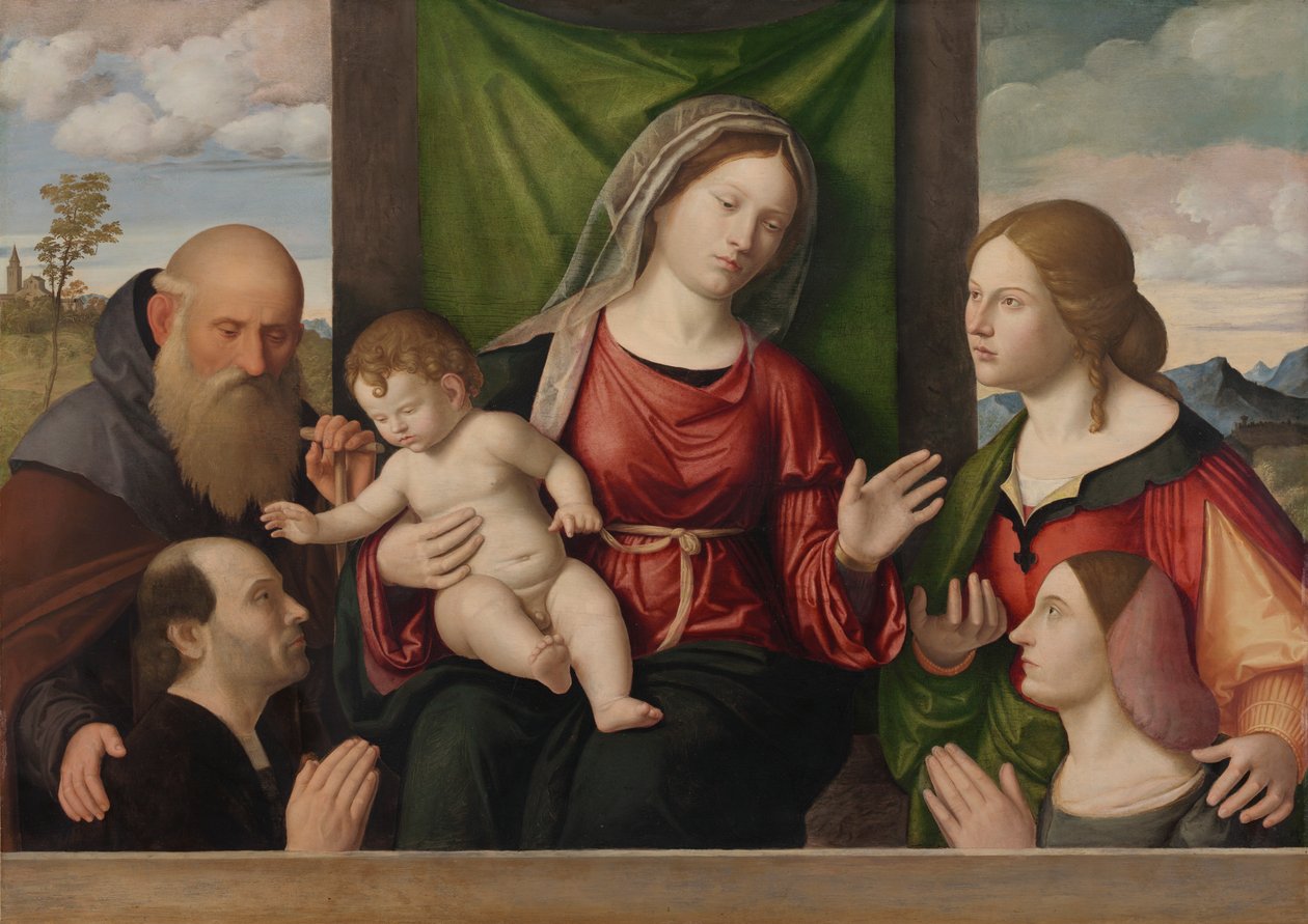 Szűz és gyermek szentekkel és adományozókkal alkotó: Giovanni Battista Cima da Conegliano