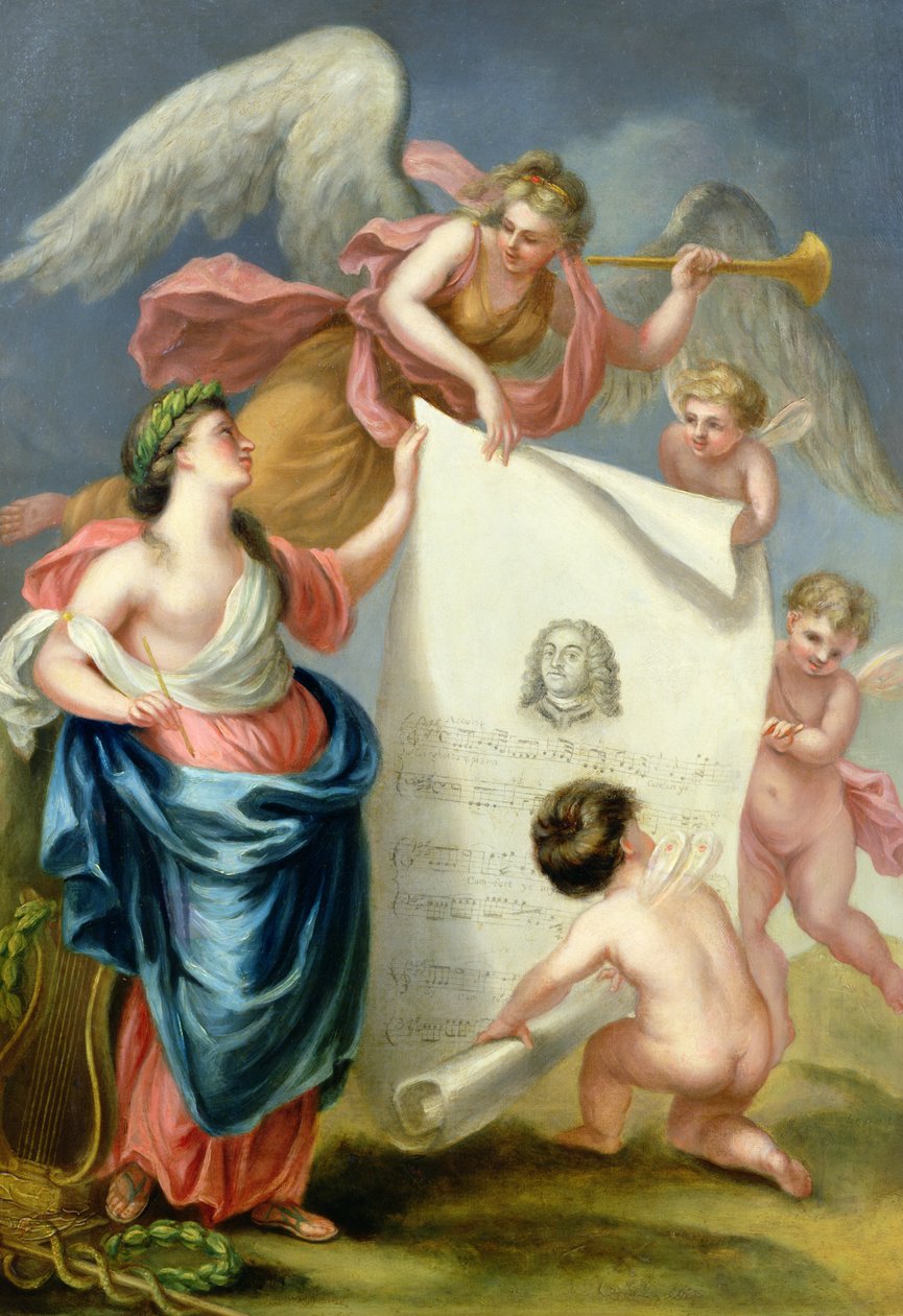Allegorikus tanulmány Händel emléknyomatához alkotó: Giovanni Battista Cipriani