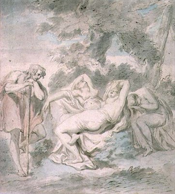 Cimon és Iphigenia: két női kísérővel egy tájban alkotó: Giovanni Battista Cipriani
