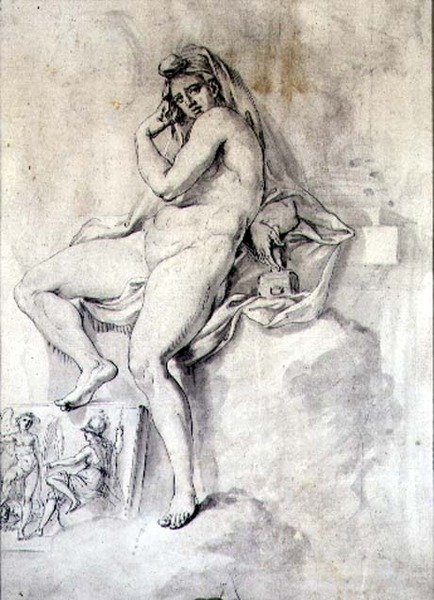 A szobrászat női megszemélyesítése, 1770 körül (toll és tinta papíron) alkotó: Giovanni Battista Cipriani