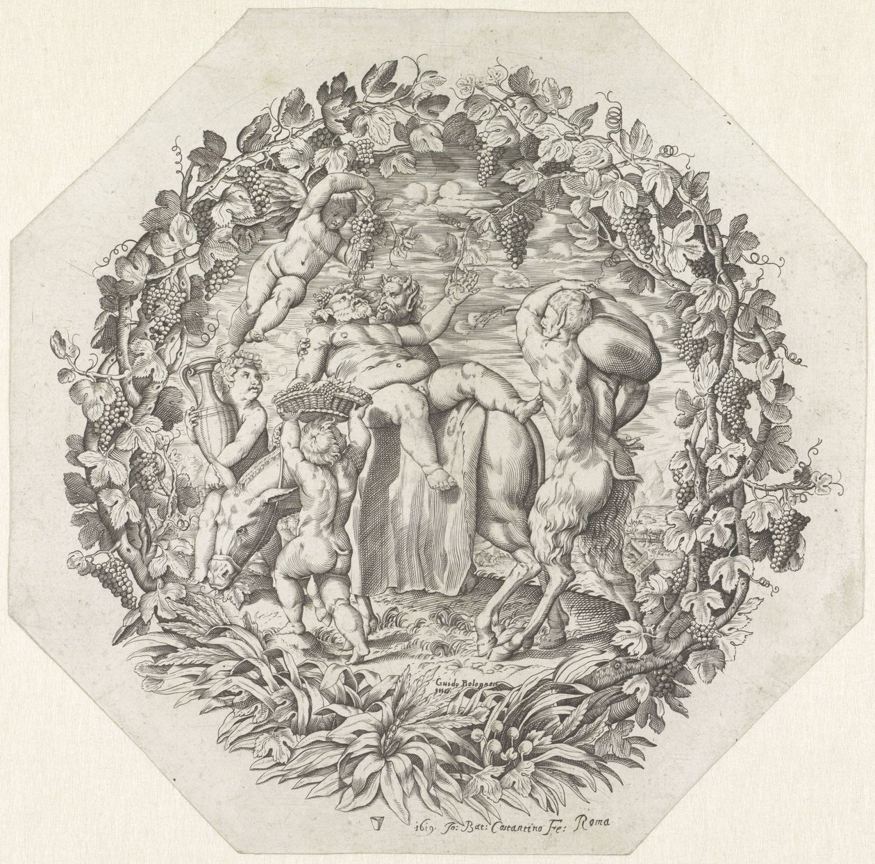 Bacchanal részeg Silenusszal találkozott alkotó: Giovanni Battista Costantini