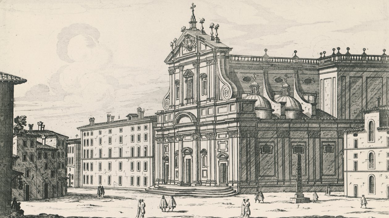 Loyolai Szent Ignác templom a Campus Martiusban, Rómában, metszet: Giovanni Battista Falda (1640 vagy 1643-1678), Olaszország alkotó: Giovanni Battista Falda