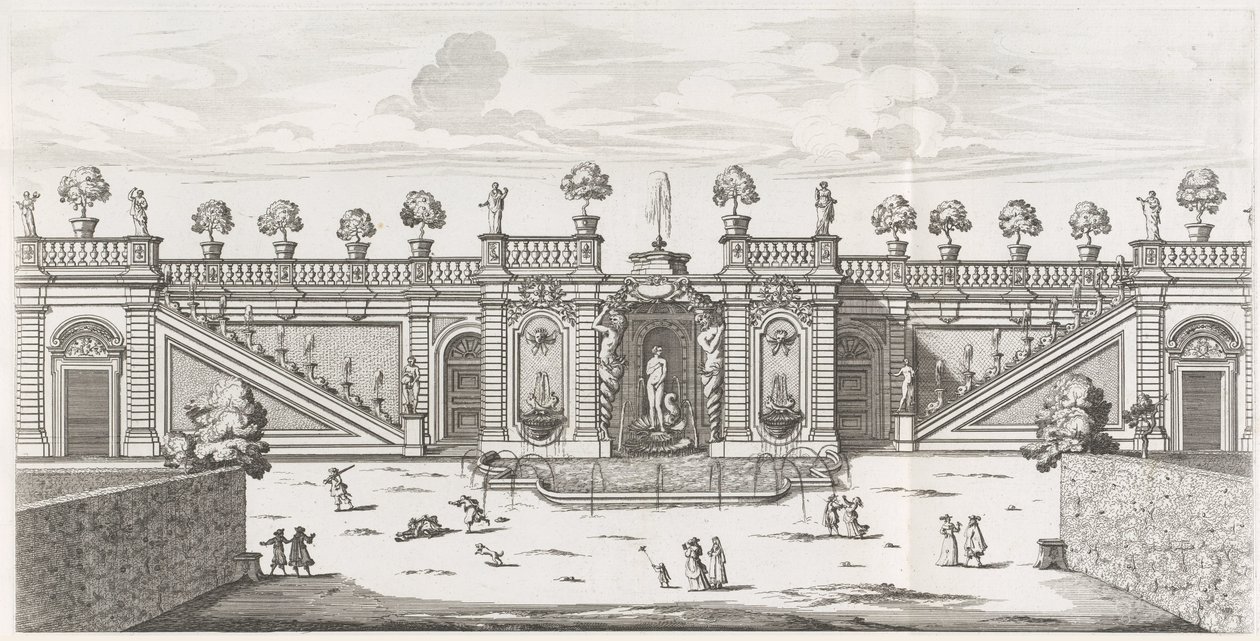 Vénusz-kút a Villa Doria Pamphilj kertjében Rómában Fons Veneris (cím a tárgyon) Le fontane ne palazzi e ne giardini di Roma (sorozat címe) Szökőkutak a római palotákban és kertekben (sorozat címe) alkotó: Giovanni Battista Falda