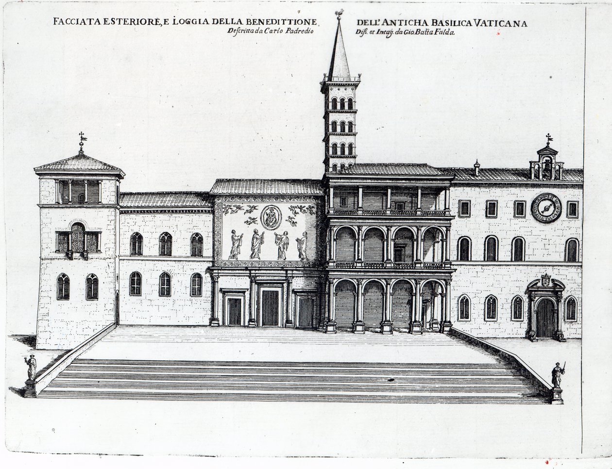 A régi vatikáni bazilika áldásos loggiája alkotó: Giovanni Battista Falda
