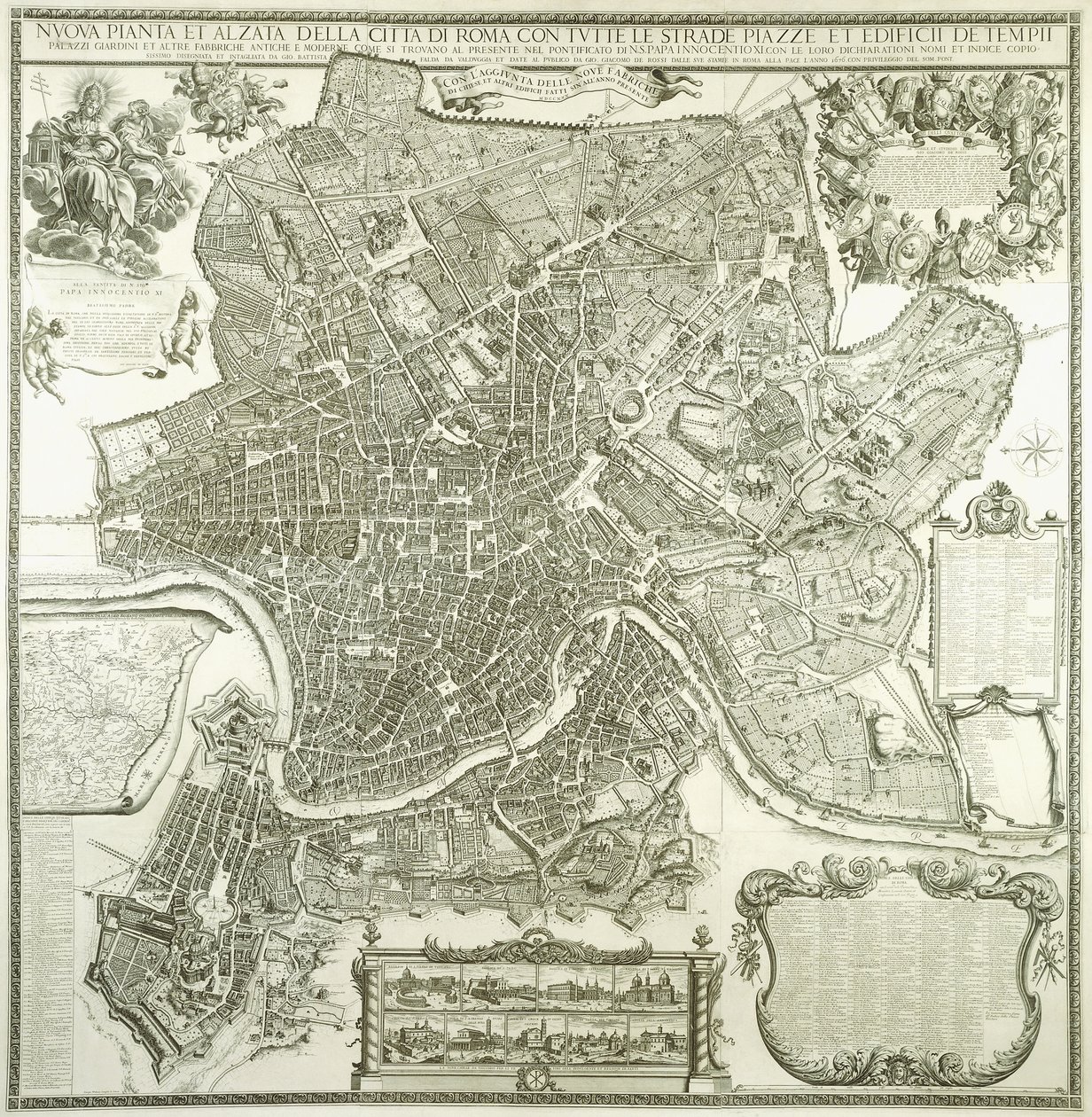 Róma városterve, 1730 alkotó: Giovanni Battista Falda