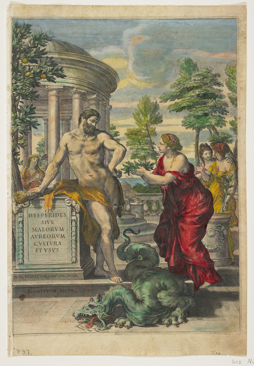 Előlap és címlap a Hesperidesből, 1646 alkotó: Giovanni Battista Ferrari