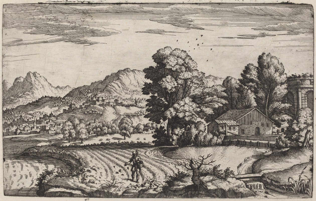Hegyvidéki táj a magvető példázatával alkotó: Giovanni Battista Fontana