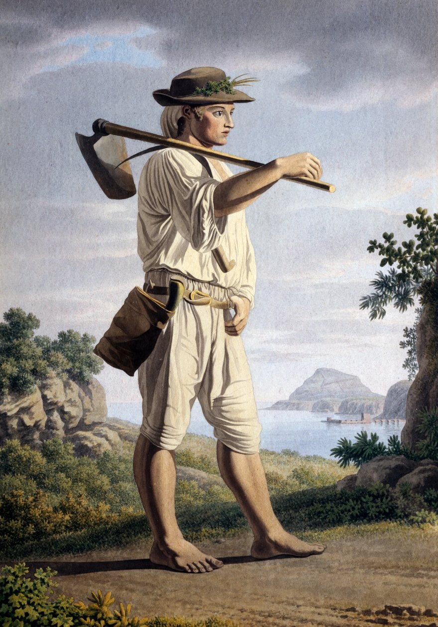 Farmer a Campi Flegrei hátterében, Giovan Battista Lusieri (kb. 1755-1821), akvarell, papír, 32x23 cm, Olaszország alkotó: Giovanni Battista Lusieri