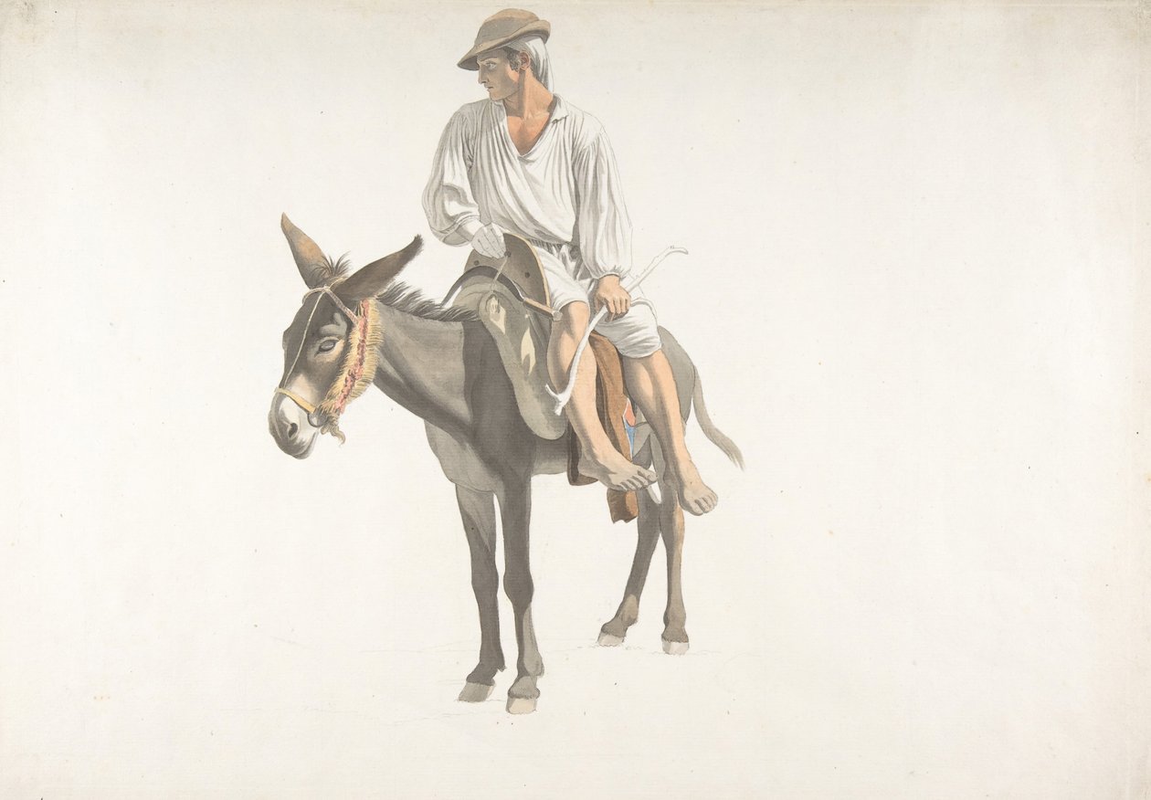 Paraszt a szamáron, kb. 1783-87. alkotó: Giovanni Battista Lusieri
