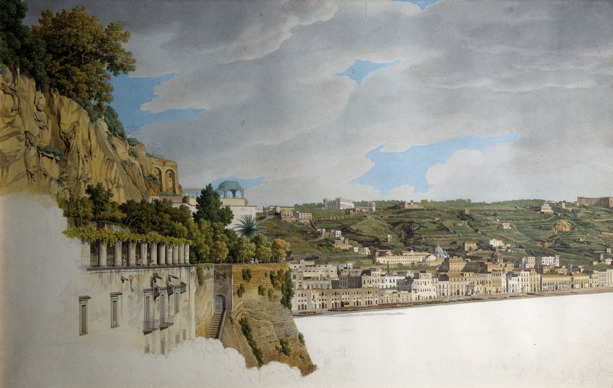 Nápolyi kilátás a Posillipóból (akvarell) alkotó: Giovanni Battista Lusieri