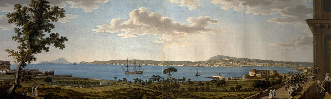 Kilátás Posillipóra és Nápolyra a Portici felől alkotó: Giovanni Battista Lusieri